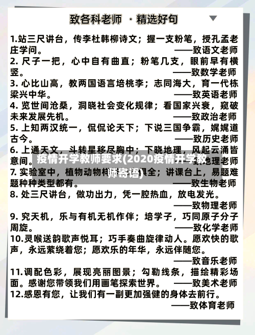 疫情开学教师要求(2020疫情开学教师寄语)