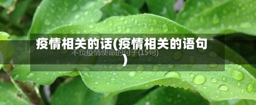 疫情相关的话(疫情相关的语句)