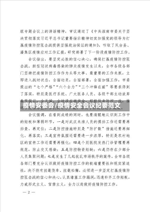 疫情安委会/疫情安全会议纪要范文